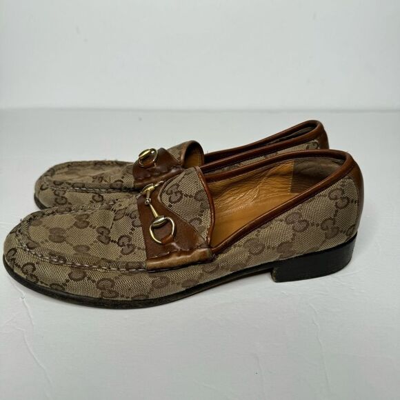 VINTAGE GUCCI BROWN GG MONOGRAM CANVAS LOAFERS - Picture 5 of 8